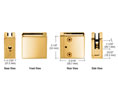 CRL Z812GP Z-Series Square Type Flat Base Zinc Clamp for 1/2" Glass - Gold Plated