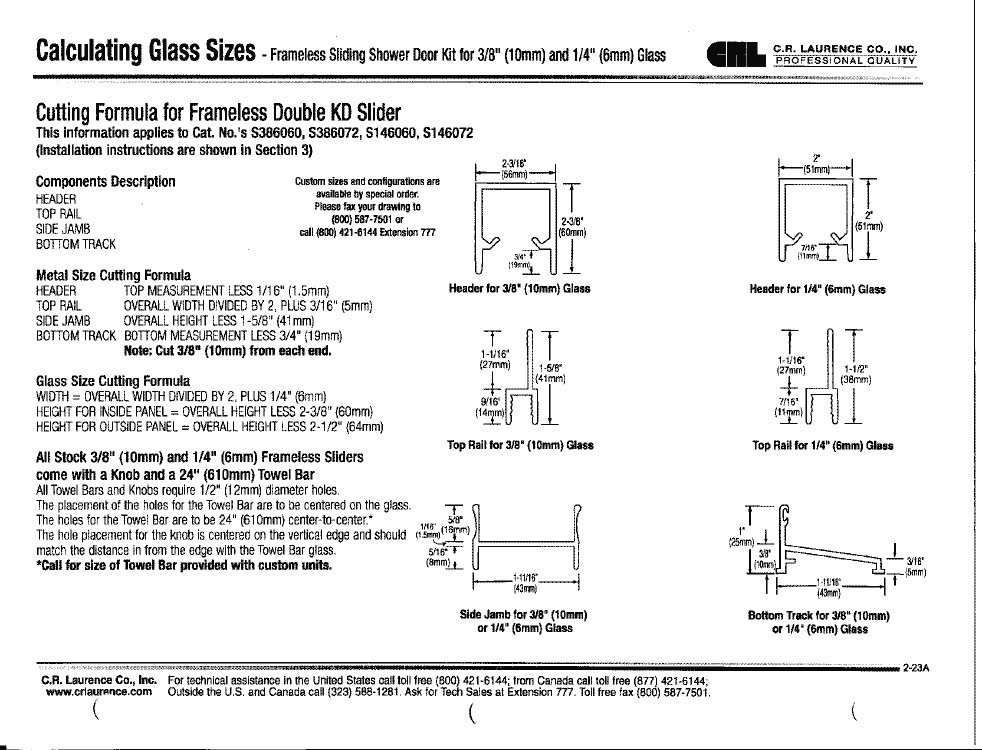 CRL BT72BA MK Series 72" Frameless Sliding Shower Door Bottom Track