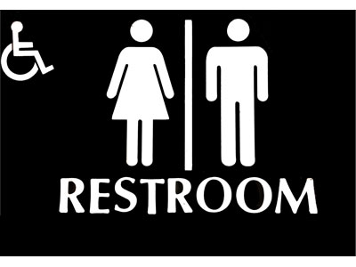 Unisex Restroom Sign With Handicap Logo - Black