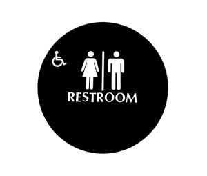 Cal-Royal CUCHS10-BLK Unisex Restroom Sign With Handicap Logo - Black