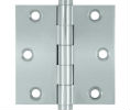 Deltana DSB3 US26 - Polished Chrome 3x3in Hinge-Full Mortise-Standard Weight-Plain Bearing-Brass Base
