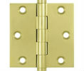 Deltana DSB3 US3 - Polished Brass 3x3in Hinge-Full Mortise-Standard Weight-Plain Bearing-Brass Base