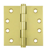 Deltana DSB4-RZ US3 - Polished Brass 4x4in Hinge-Full Mortise-Residential Weight-Plain Bearing-Brass Base