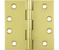 Deltana DSB4 3UNL - Unlacquered Brass 4x4in Hinge-Full Mortise-Standard Weight-Plain Bearing-Brass Base
