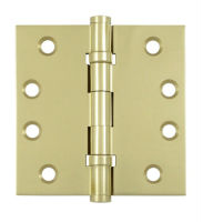 Deltana DSB4B 3UNL - Unlacquered Brass 4x4in Hinge-Full Mortise-Standard Weight-Ball Bearing-Brass Base