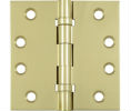 Deltana DSB4B 3UNL - Unlacquered Brass 4x4in Hinge-Full Mortise-Standard Weight-Ball Bearing-Brass Base