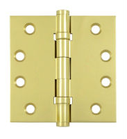 Deltana DSB4B US3 - Polished Brass 4x4in Hinge-Full Mortise-Standard Weight-Ball Bearing-Brass Base