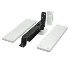 Deltana DASH95 Horizontal Spring Pivot Hinge-Medium Duty-Hold Open-Brass Cover Plate and Trim