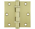 Deltana DSB35B 3UNL Unlacquered Brass 3.5x3.5in Hinge-Full Mortise-Standard Weight-Ball Bearing-Brass Base