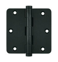 Deltana DSB35R4-R US19 Paint Black 3.5x3.5in 1/4in Radius Hinge-Full Mortise-Residential Weight-Plain Bearing-Brass Base