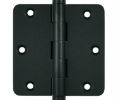Deltana DSB35R4-R US19 Paint Black 3.5x3.5in 1/4in Radius Hinge-Full Mortise-Residential Weight-Plain Bearing-Brass Base