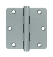 Deltana DSB35R4-R US26D Satin Chrome 3.5x3.5in 1/4in Radius Hinge-Full Mortise-Residential Weight-Plain Bearing-Brass Base