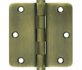 Deltana DSB35R4-R US5 Antique Brass 3.5x3.5in 1/4in Radius Hinge-Full Mortise-Residential Weight-Plain Bearing-Brass Base