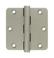 Deltana DSB35R4-R US15 Satin Nickel 3.5x3.5in 1/4in Radius Hinge-Full Mortise-Residential Weight-Plain Bearing-Brass Base