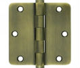Deltana DSB35R4 US5 Antique Brass 3.5x3.5in 1/4in Radius Hinge-Full Mortise-Standard Weight-Plain Bearing-Brass Base
