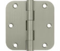 Deltana DSB35R5-R US15 Satin Nickel 3.5x3.5in 5/8in Radius Hinge-Full Mortise-Residential Weight-Plain Bearing-Brass Base