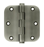 Deltana DSB35R5-R US15A Antique Nickel 3.5x3.5in 5/8in Radius Hinge-Full Mortise-Residential Weight-Plain Bearing-Brass Base