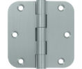 Deltana DSB35R5-R US26D Satin Chrome 3.5x3.5in 5/8in Radius Hinge-Full Mortise-Residential Weight-Plain Bearing-Brass Base