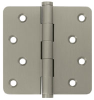 Deltana DSB4R4-RZ 4x4in 1/4in Radius Hinge-Full Mortise-Residential Weight-Plain Bearing-Brass Base