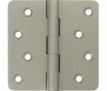 Deltana DSB4R4-RZ US15 Satin Nickel 4x4in 1/4in Radius Hinge-Full Mortise-Residential Weight-Plain Bearing-Brass Base