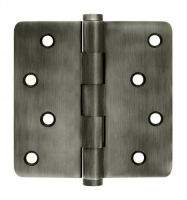 Deltana DSB4R4-RZ US15A Antique Nickel 4x4in 1/4in Radius Hinge-Full Mortise-Residential Weight-Plain Bearing-Brass Base