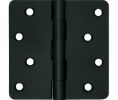 Deltana DSB4R4-RZ US19 Paint Black 4x4in 1/4in Radius Hinge-Full Mortise-Residential Weight-Plain Bearing-Brass Base