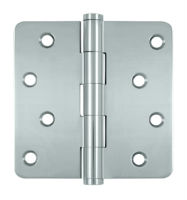Deltana DSB4R4-RZ US26 Polished Chrome 4x4in 1/4in Radius Hinge-Full Mortise-Residential Weight-Plain Bearing-Brass Base