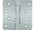 Deltana DSB4R4-RZ US26 Polished Chrome 4x4in 1/4in Radius Hinge-Full Mortise-Residential Weight-Plain Bearing-Brass Base