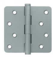 Deltana DSB4R4-RZ US26D Satin Chrome 4x4in 1/4in Radius Hinge-Full Mortise-Residential Weight-Plain Bearing-Brass Base