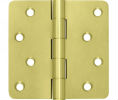 Deltana DSB4R4-RZ US3 Polished Brass 4x4in 1/4in Radius Hinge-Full Mortise-Residential Weight-Plain Bearing-Brass Base