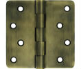 Deltana DSB4R4-RZ US5 Antique Brass 4x4in 1/4in Radius Hinge-Full Mortise-Residential Weight-Plain Bearing-Brass Base