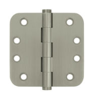 Deltana DSB4R5-R US15 Satin Nickel 4x4in 5/8in Radius Hinge-Full Mortise-Residential Weight-Plain Bearing-Brass Base