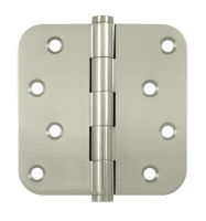 Deltana DSB4R5-RZ US14 Polished Nickel 4x4in 5/8in Radius Hinge-Full Mortise-Residential Weight-Plain Bearing-Brass Base