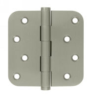 Deltana DSB4R5-RZ US15 Satin Nickel 4x4in 5/8in Radius Hinge-Full Mortise-Residential Weight-Plain Bearing-Brass Base