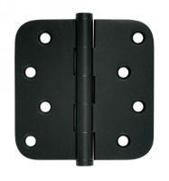 Deltana DSB4R5-RZ US19 Paint Black 4x4in 5/8in Radius Hinge-Full Mortise-Residential Weight-Plain Bearing-Brass Base