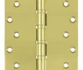 Deltana DSB66BB US3 - Polished Brass 6x6in Hinge-Full Mortise-Standard Weight-Ball Bearing-Brass Base