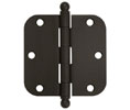 Deltana S35R5-BT 3.5x3.5in 5/8in Radius Hinge with Ball Tips-Full Mortise-Residential Weight-Plain Bearing-Steel Base