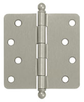 Deltana S44R4-BT 4x4in 1/4in Radius Hinge with Ball Tips-Full Mortise-Residential Weight-Plain Bearing-Steel Base