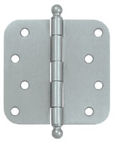Deltana S44R5-BT 4x4in 5/8in Radius Hinge with Ball Tips-Full Mortise-Residential Weight-Plain Bearing-Steel Base