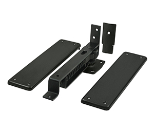 Deltana DASH95U19 Horizontal Spring Pivot Hinge-Medium Duty-Hold Open-Brass Cover Plate and Trim - Paint Black