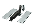 Deltana DASH95U26 Horizontal Spring Pivot Hinge-Medium Duty-Hold Open-Brass Cover Plate and Trim - Polished Chrome