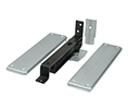 Deltana DASH95U26D Horizontal Spring Pivot Hinge-Medium Duty-Hold Open-Brass Cover Plate and Trim - Satin Chrome