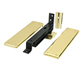 Deltana DASH95U3 Horizontal Spring Pivot Hinge-Medium Duty-Hold Open-Brass Cover Plate and Trim - Polished Brass