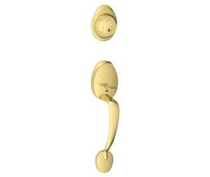 Dexter Comp. JH60BAR605LASRH Complete Handleset - Both Sides Barcelona with C Keyway, Adjustable Backsets and Radius Strikes Bright Brass Finish