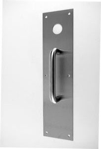 Don-Jo CFD7115 630 Satin Stainless Steel 6" CTC Pull with 4" x 16" Plate with 1-1/2" CFD Cut