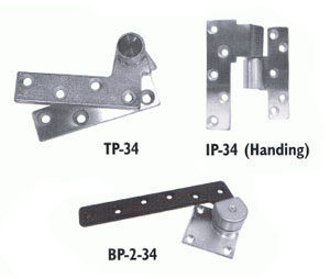 Don-Jo PS-4-LHR 606 TP-34 Top, IP-34-LHR Intermediate & BP-2-34 Bottom Pivot Set - Left Handed - Satin Clear Coated Brass