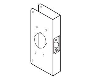 Don-Jo 4500-CW PB Wrap-Around Plate for Mounting Don-Jo Hospital Push/Pull Latches - 4-3/4" x 9" - Polished Brass