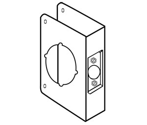 Don-Jo 81-BP-IW Steel Brass Plated Interior Wrap-Around for Cylindrical Locks - Flat Front, 4-1/4" x 4-1/2"