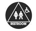 Don-Jo CHS-8 Black Restroom with Man, Woman, and Wheelchair Bathroom Sign - Black Finish