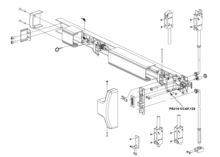 DorOMatic PB318 ECAP.129 Lock Stile Push Bar End Cap P35 Package of 1